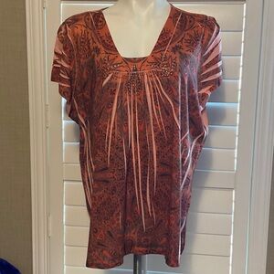 Susan Lawrence Rust Patterned Blouse